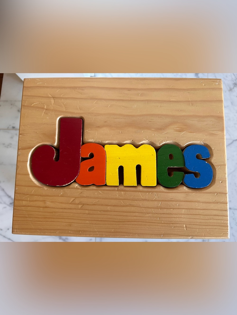 Wooden Name Puzzle “James” Step Stool